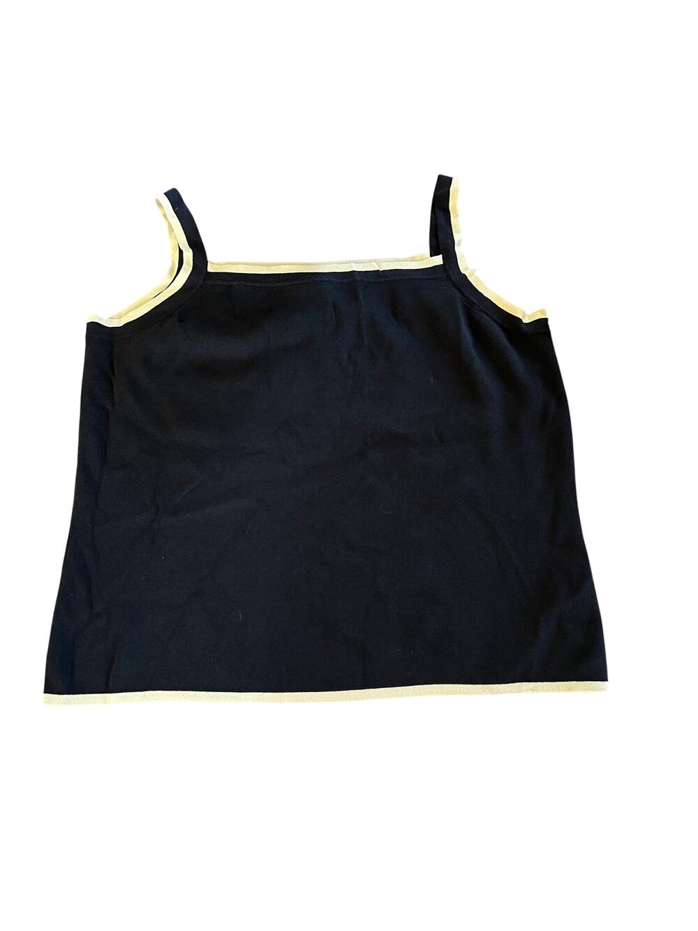 Kate Hill Knit Tank Top Women's Size XL Navy Blue & Cream Old Money Quiet Luxury